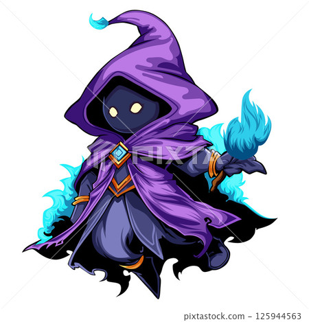 wizard witch holding blue fire 125944563