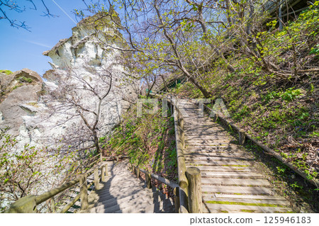 Mountain road to Hotokegaura, Aomori Prefecture, Shimokita Peninsula Mountain road to Hotokegaura, Aomori Prefecture, Shimokita Peninsula 125946183