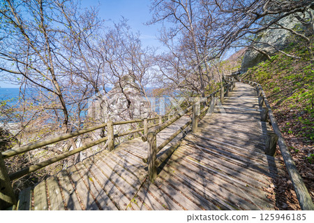 Mountain road to Hotokegaura, Aomori Prefecture, Shimokita Peninsula Mountain road to Hotokegaura, Aomori Prefecture, Shimokita Peninsula 125946185