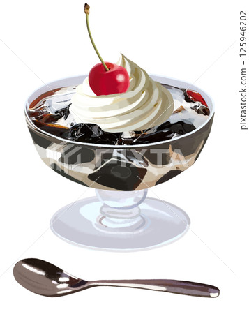 Coffee jelly (with spoon) Coffee jelly (with spoon) 125946202