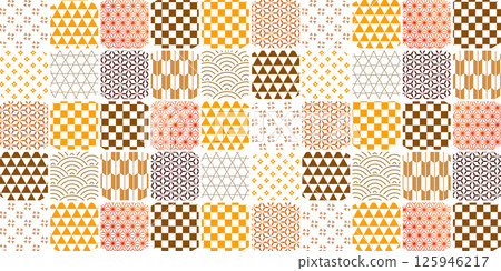 Orange Japanese pattern autumn background 125946217