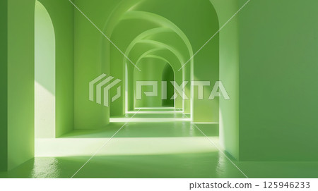 Green arch corridor 125946233