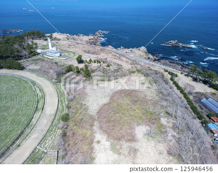 "Aomori Prefecture" Aerial photography of Tanesashi Coast in spring by drone in Hachinohe City "Aomori Prefecture" Aerial photography of Tanesashi Coast in spring by drone in Hachinohe City 125946456