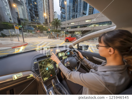 Image of a car equipped with a next-generation holographic display 125946545