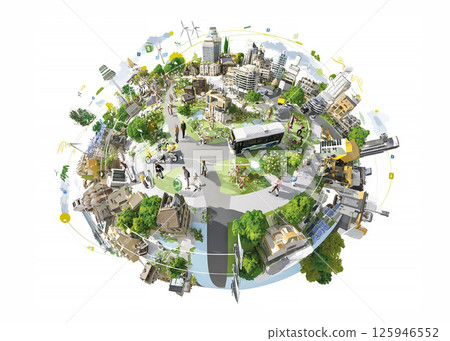 Illustration material of a future city seen from above 125946552