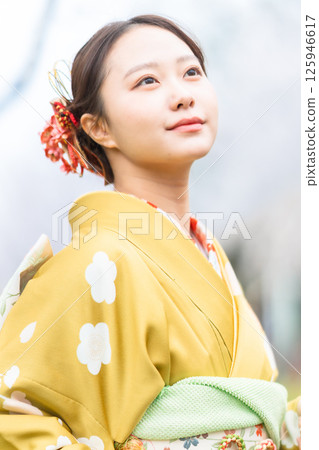 櫻花和振袖肖像 櫻花和振袖肖像 125946617