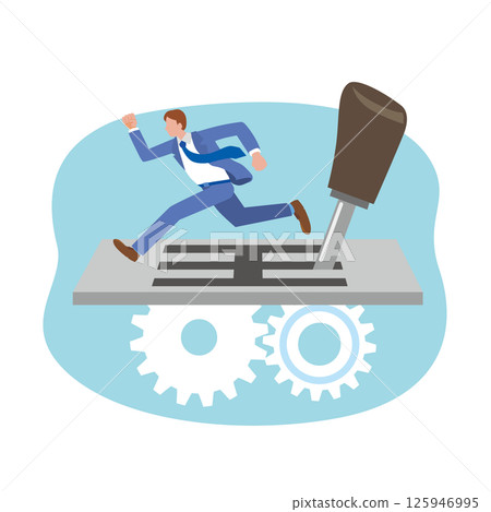 Businessman stepping up the gear 125946995