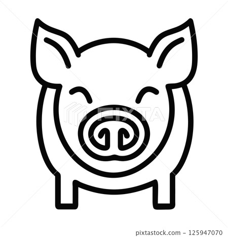 Outline piggy vector icon. Black line cute kawaii animal isolated on white background Outline piggy vector icon. Black line cute kawaii animal isolated on white background 125947070