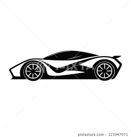 Sport car vector icon. Sleek black modern automobile logo isolated on white background Sport car vector icon. Sleek black modern automobile logo isolated on white background 125947071