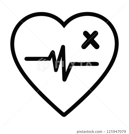 Outline health care icon. Pulse vector symbol, arrhythmia. Heart rate, line art 125947079