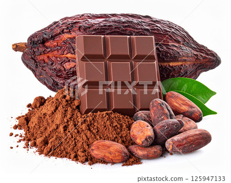 巧克力、可可果、可可豆、可可粉 巧克力、可可果、可可豆、可可粉 125947133