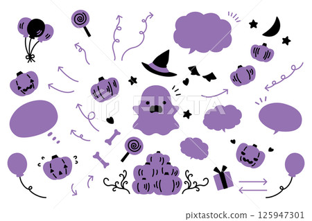 可愛的萬聖節插圖集 125947301