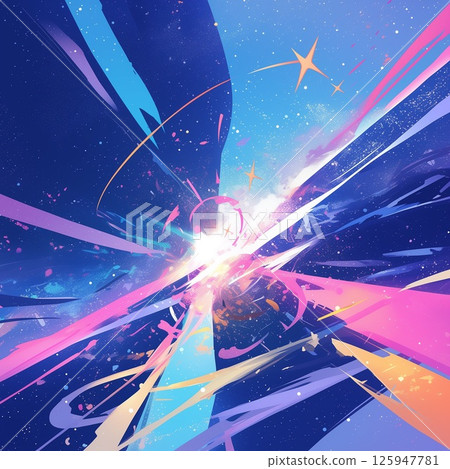 A fantastic abstract art with light exploding in a space filled with dancing stardust 125947781