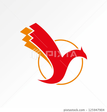 Logo design graphic concept creative premium vector stock image top sell fauna avian swan heron flying bird wildlife nature animal peaceful swim wings 125947904