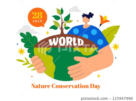 World Nature Conservation Day Vector Illustration featuring a World Map, Tree, and Eco Friendly Ecology and Environmental Preservation in a Background World Nature Conservation Day Vector Illustration featuring a World Map, Tree, and Eco Friendly Ecology and Environmental Preservation in a Background 125947990