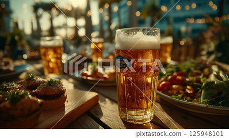 Daytime beer garden 125948101