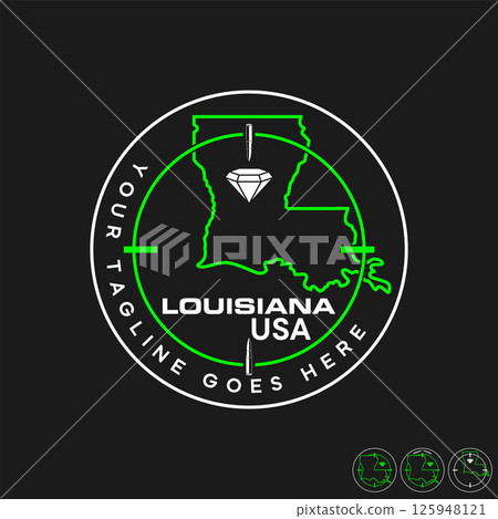 Logo design graphic concept creative premium vector stock image top sell maps line Lousiana USA shooting bullets target diamond jewel shop accessories Logo design graphic concept creative premium vector stock image top sell maps line Lousiana USA shooting bullets target diamond jewel shop accessories 125948121