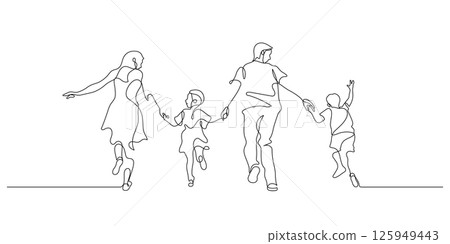 family walking together holding hands line art family walking together holding hands line art 125949443