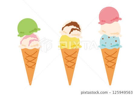 雙層與三層冰淇淋甜筒 125949563