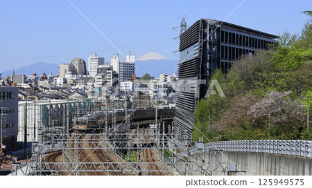 Mount Fuji seen from "Tokyo Fujimizaka" on the Ookayama campus of Tokyo University of Science (formerly Tokyo Institute of Technology), and a Tokyu train Mount Fuji seen from "Tokyo Fujimizaka" on the Ookayama campus of Tokyo University of Science (formerly Tokyo Institute of Technology), and a Tokyu train 125949575