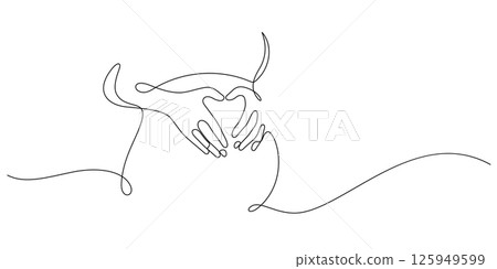 pregnant woman posing hands heart shape one line 125949599