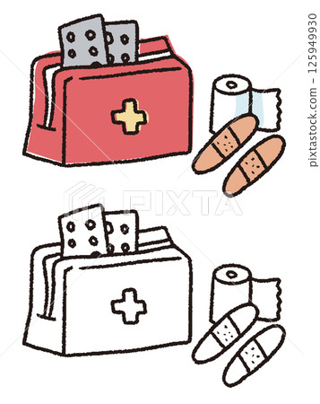 Pen-drawn first aid kit 125949930