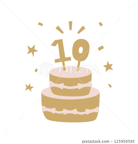 十週年紀念蛋糕插畫 125950595