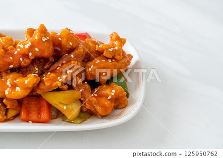 fried crispy chicken with sweet and sour sauce fried crispy chicken with sweet and sour sauce 125950762