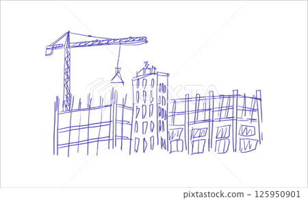 Building crane sketch Building crane sketch 125950901