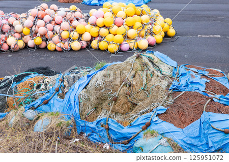 Fishing gear placed in the fishing port Fishing gear placed in the fishing port 125951072