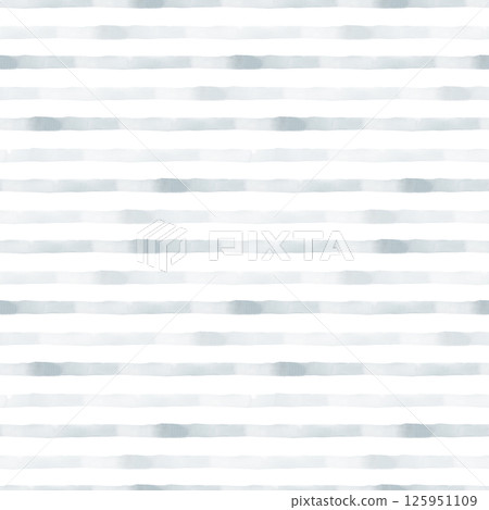 Blue stripes. Watercolor hand painted summer striped seamless pattern on white background. Cute pastel neutral sea nautical maritime marine style for kids baby nursery textile fabric, wrapping paper 125951109