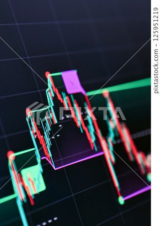Live candlestick trading chart on screen 125951219