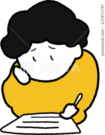 一個人在寫文件時遇到困難的插圖 一個人在寫文件時遇到困難的插圖 125951797