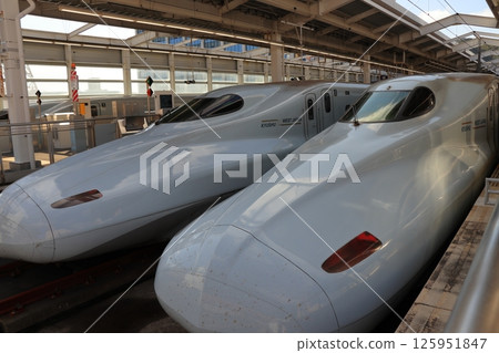 Kyushu Shinkansen waiting to depart from Kagoshima Chuo Station (Kagoshima Prefecture) 125951847