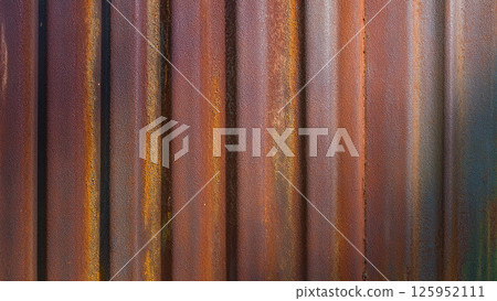Texture of Old Rusty Corrugated Metal 125952111