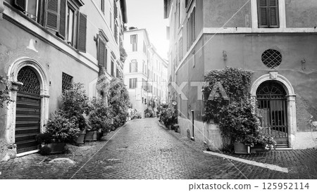 Cobblestone Street in a Historic European Town 125952114
