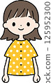 A woman with short hair and an upper body wearing pajamas 125952300