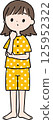 A short-haired upper body woman wearing pajamas is worried 125952322