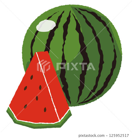 三角形切西瓜和整個西瓜的簡單圖示 三角形切西瓜和整個西瓜的簡單圖示 125952517