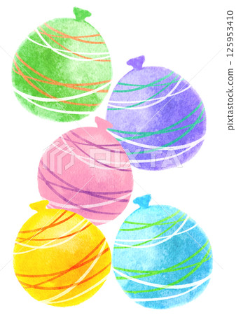 Colorful summer festival yo-yo watercolor illustration Colorful summer festival yo-yo watercolor illustration 125953410
