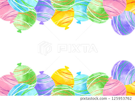多彩夏日節慶溜溜球水彩插畫框架 125953762