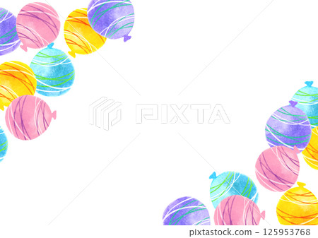 多彩夏日節慶溜溜球水彩插畫框架 多彩夏日節慶溜溜球水彩插畫框架 125953768