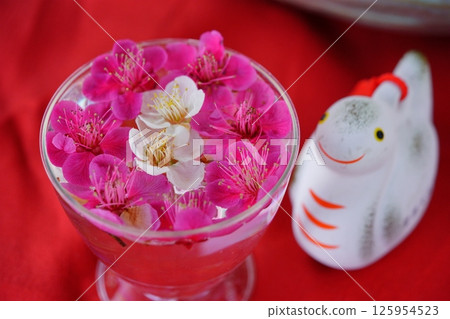 Flowering cherry blossoms at Sugawara Tenmangu Shrine in Nara 125954523