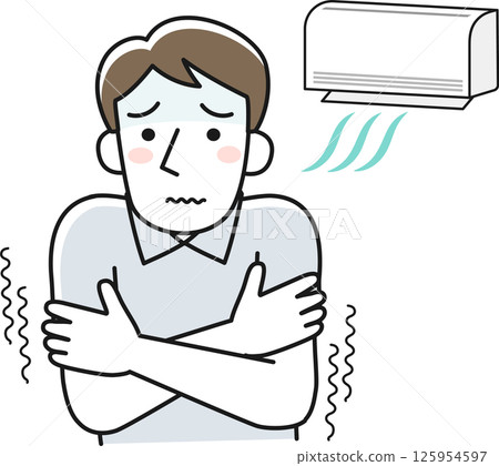 A man shivering from the cold due to the air conditioning being too strong 125954597