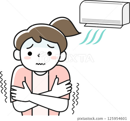 A woman shivering from the cold because the air conditioning is too strong 125954601