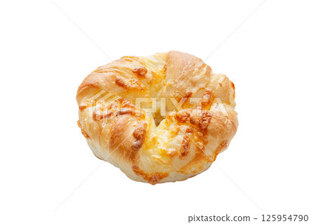 起司牛角麵包圈 [白色背景，剪貼畫] 125954790