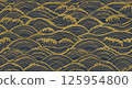 Gold wave splash and blue sea wave Japanese style background, traditional pattern, high-end design 125954800