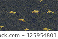 Gold wave splash and blue sea wave Japanese style background, traditional pattern, high-end design 125954801
