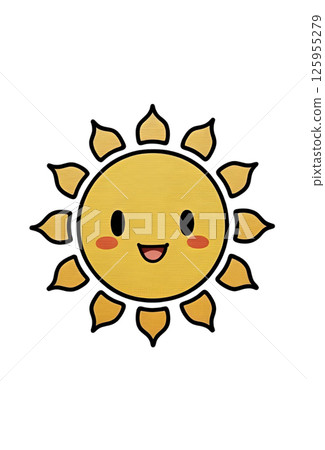 Cute smiling sun cutout illustration 125955279