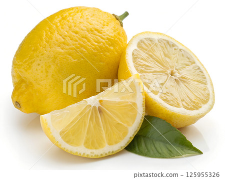 lemon fruit citrus with slice isolated on white background 125955326